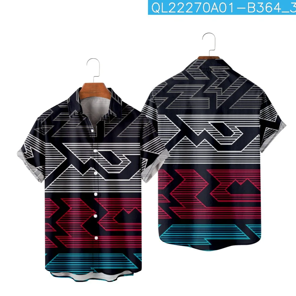 

Striped Printed Summer Men's Blouse Short Sleeve Shirt Beach Shorts Holiday Party Wear Casual Vintage Clothing Streetwear