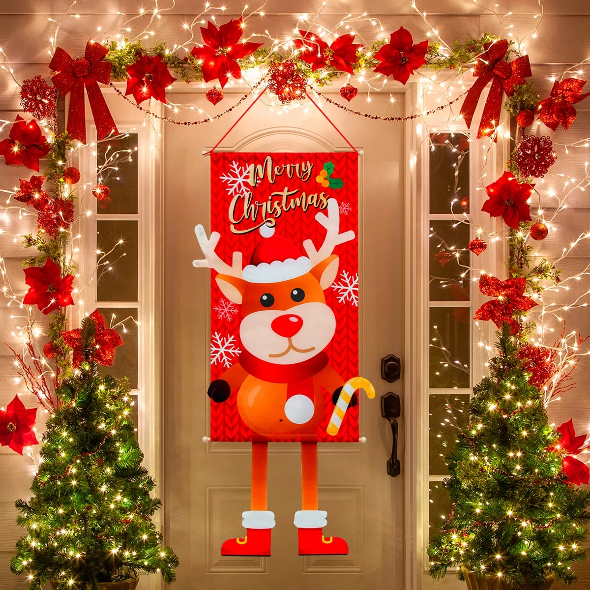 Christmas Hanging Flag Merry Christmas Decorations For Home 2024 Christmas Gifts Christmas Ornaments Navidad Xmas New Year 2025