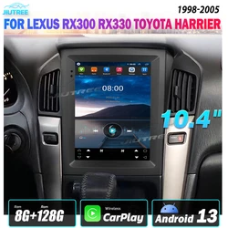 For Lexus RX300 RX330 Toyota Harrier 1998 1999-2003 Vertical Screen Tesla Style Car Radio 10.4 Inch Autoradio Multimedia Player