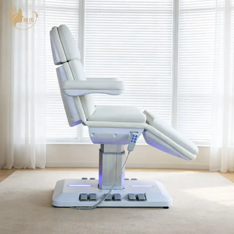 Professional Foldable Massage Bed With Electric Height Adjustment And Synthetic Leather For Salon Spa Therapy