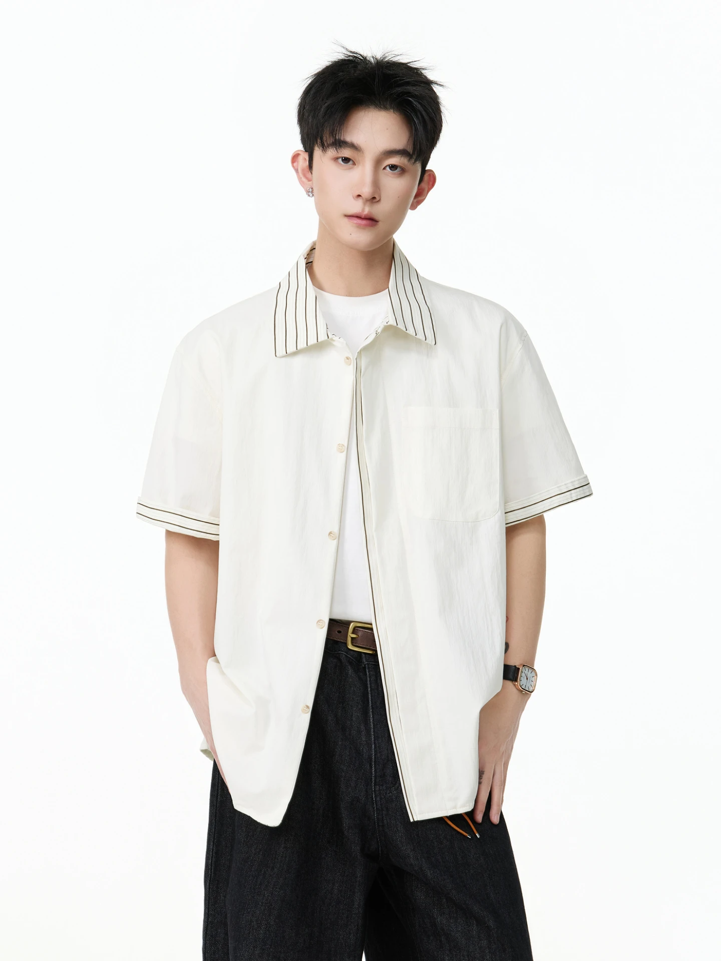 

Летняя уличная одежда в стиле хип-хоп, полосатая рубашка с лоскутным узором, повседневная свободная рубашка, модная и удобная одежда для мужчин и женщин