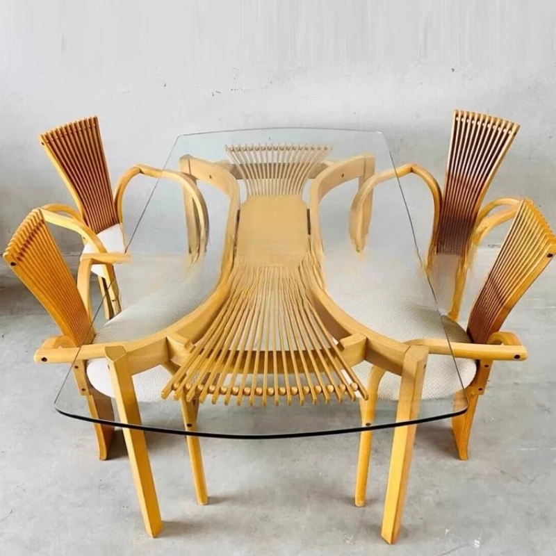 

solid wood glass dining table furniture rectangular beaded household dining table small apartment casual fan dining table