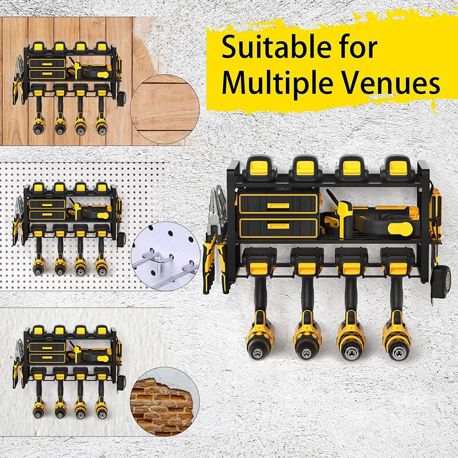 Power Drill Tool Holder Rugged Durable Power Tool Organizer Heavy Duty Space Saving 4 Layer for workshop