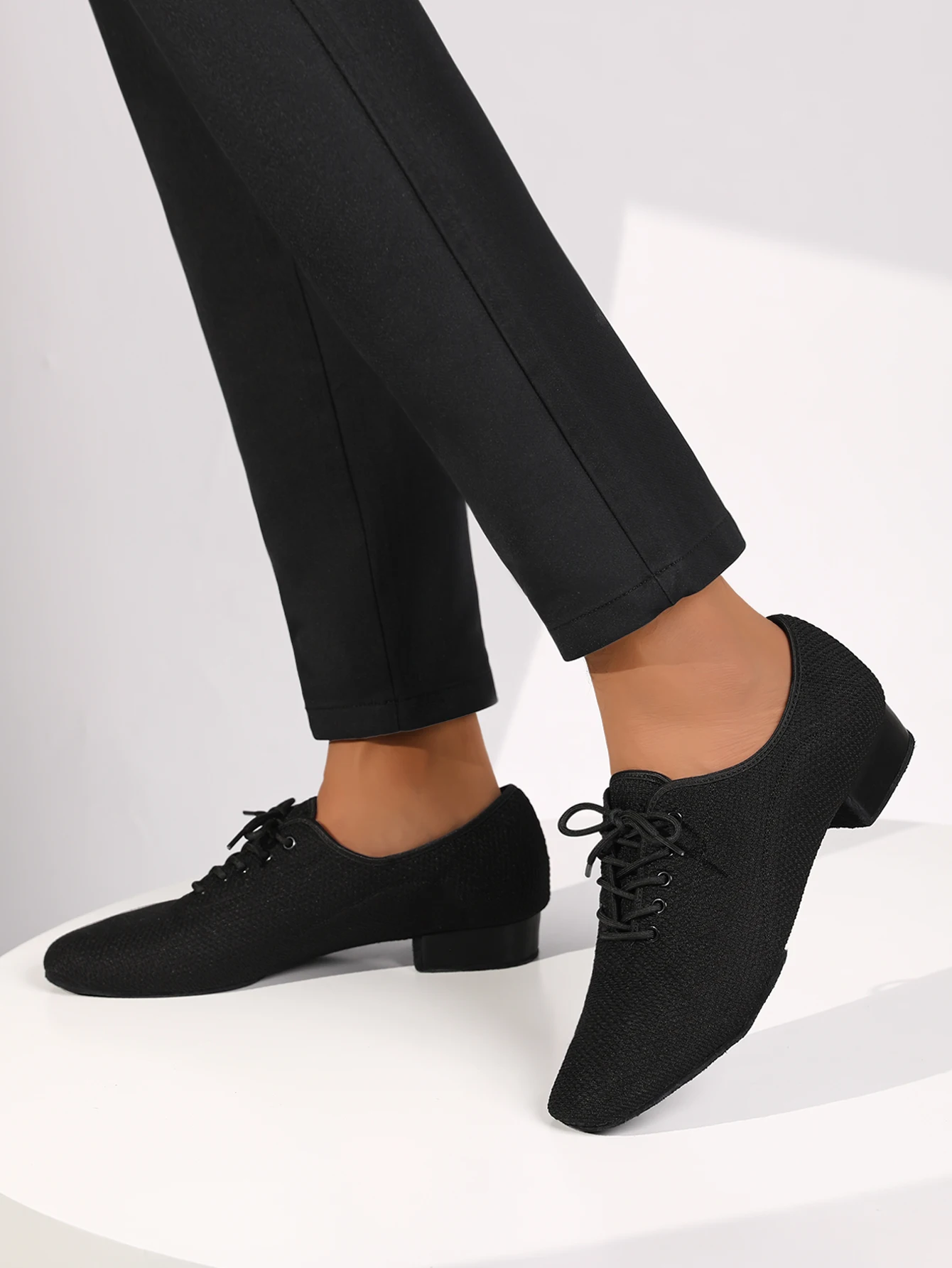 

Men's Modern Jazz Sneaker for Men Professional Black Oxford Upper Latin Salsa Shoe Plus Size Low Heel Tango Ballroom Dance Shoes