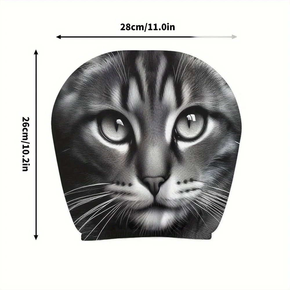 Two-piece black and white realistic cat car headrest covers, suitable for long-distance driving, pet lovers, and festival gifts