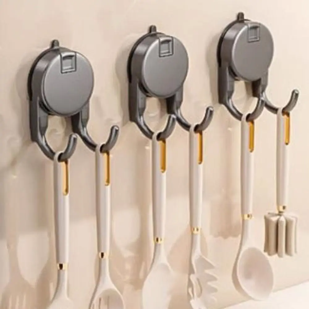 

2Pcs Plastic Suction Cup Hooks Waterproof Moisture-proof Paper Towel Double Hooks Non-Marking Space Saving Kitchen Storage Hooks