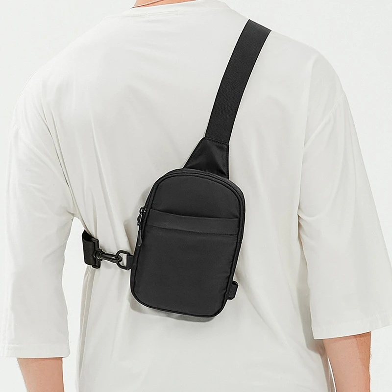 Mini Minimalist Sling Bag Black Messenger Bag Fashion Shoulder Bag Casual Chest Bag Backpack Variable Waist Bag Mobile Phone Bag