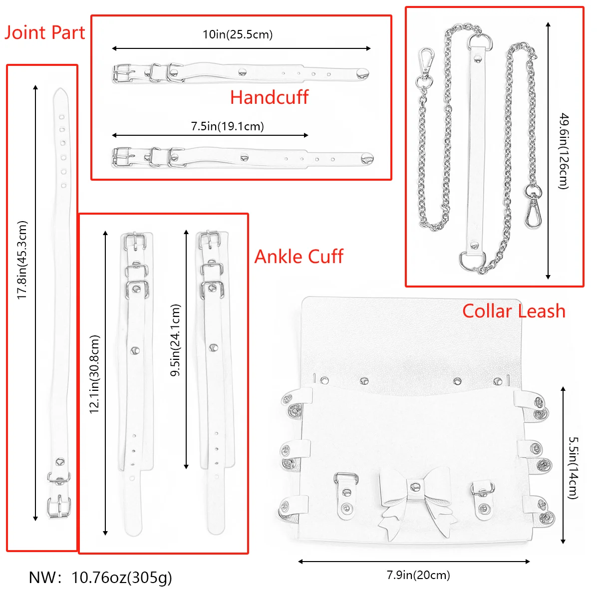 Detachable Sex Toy Bag BDSM Handcuff Ankle Cuff Restraint Chain Collar Leash Multifunctional Sextoy Kits Adult Discreet Sex Bag