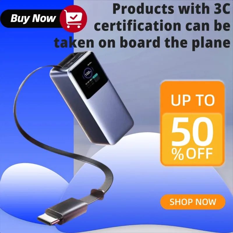 

20000mAh Large Capacity 165W High Power of Built-in Cable For Apple Power Bank