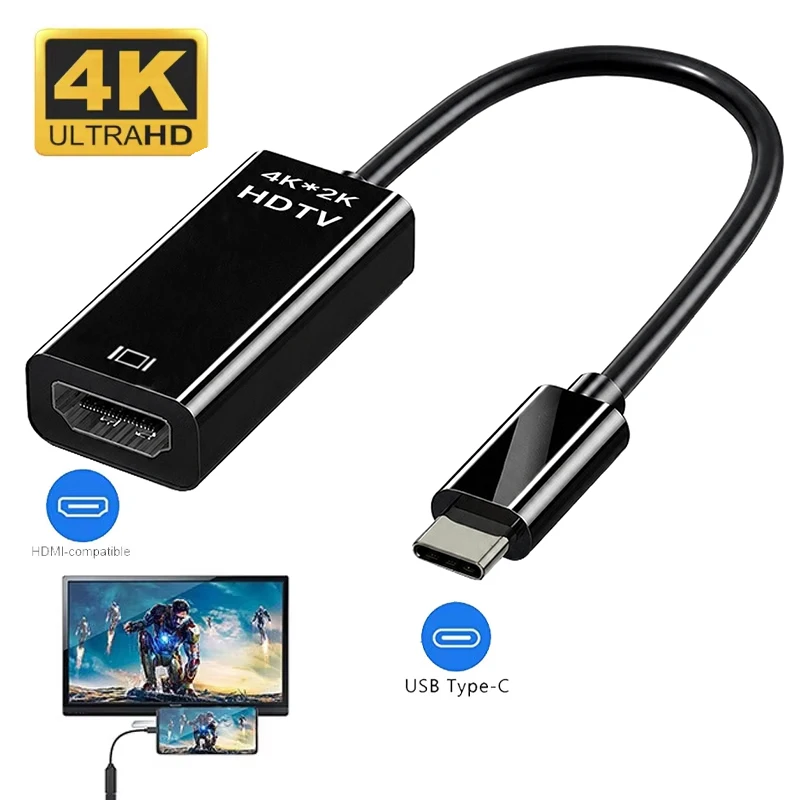 Type C to HDTV Adapter USB 3.1 4K@30Hz HUB HDTV Converter Cable For iPhone 15 TV Converter For MacBook iPad Samsung Laptops PC