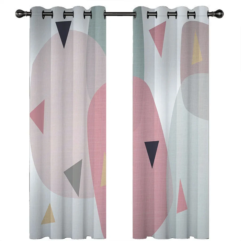 

HUANZHUANG kids curtains Scandinavian Pink Art Print Pattern Eyelet Blackout Thermal Insulated & Room Darkening Window Drapes