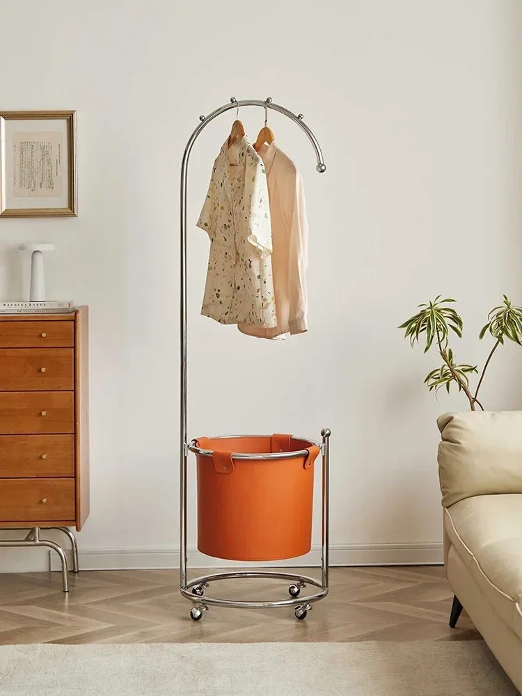 Coat rack Hanging hanger Storage Stainless steel Xingyue light luxury floor leather pocket Household removable high-end