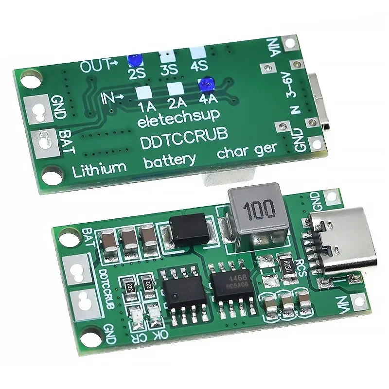 Multi-Cell Step-Up Boost Carregador de iões de lítio, 18650 Bateria de lítio, 2S, 3S, 4S, Tipo-C para 8.4V, 12.6V, 16.8V, Polímero LiPO