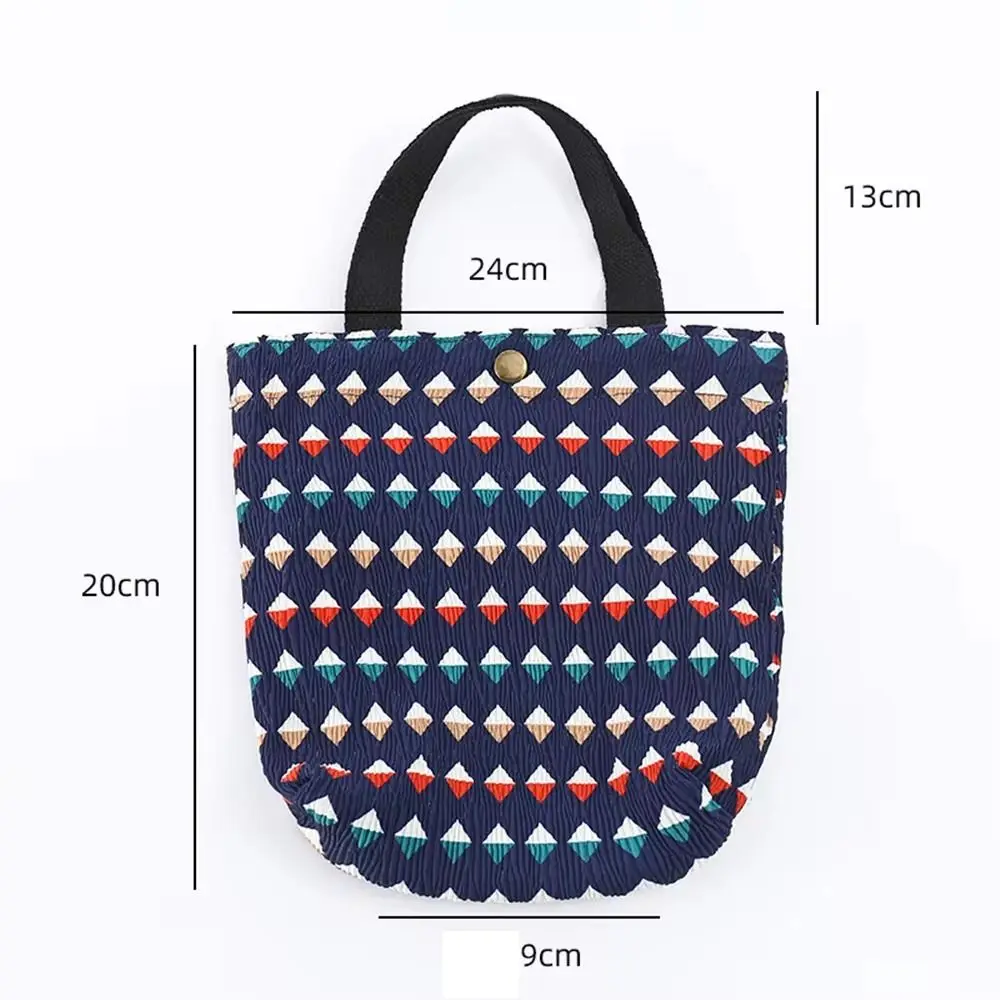 Fashion Wrinkle Mini Handbag Cotton Ruffle Foldable Cloth Bag Flower Print Lunch Bag Women Girl