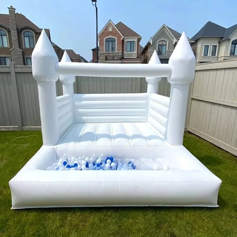 Indoor Outdoor Amusement Equipment White Inflatable Bouncing Jumping Castle Bouncy Bouncer Bounce House for Kids Party