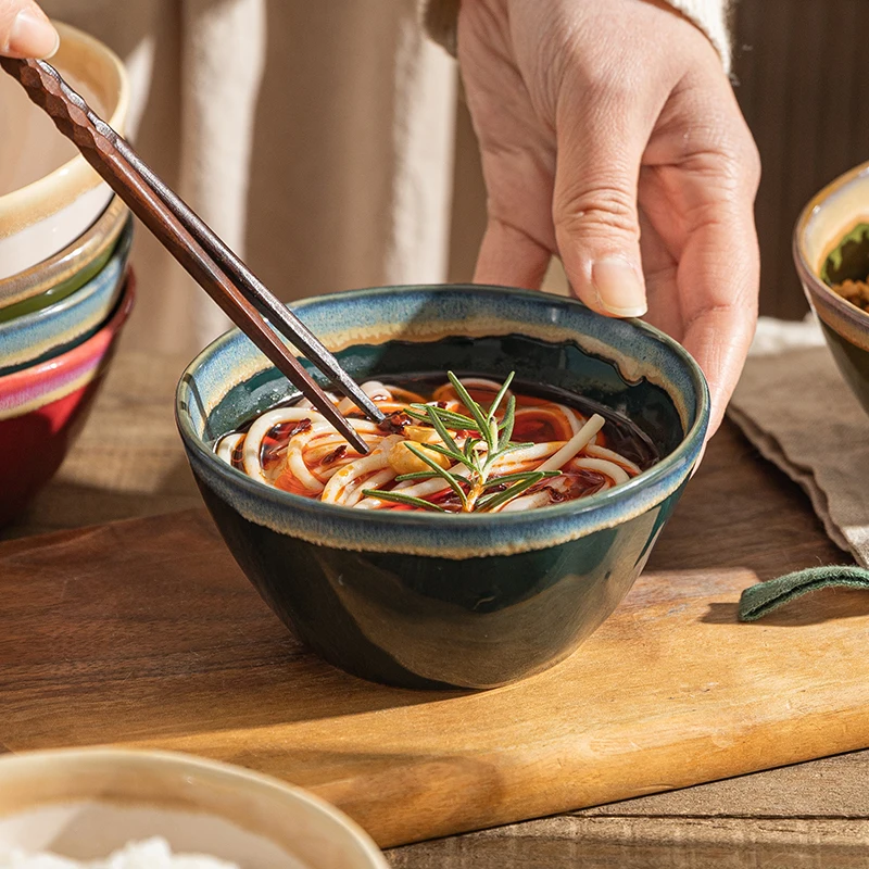 Japanese Kiln-Glaze Ceramic Rice Bowl Set for Home Dining, Personal Tableware, and Soup Ensemble – Exquisite Japanese Style