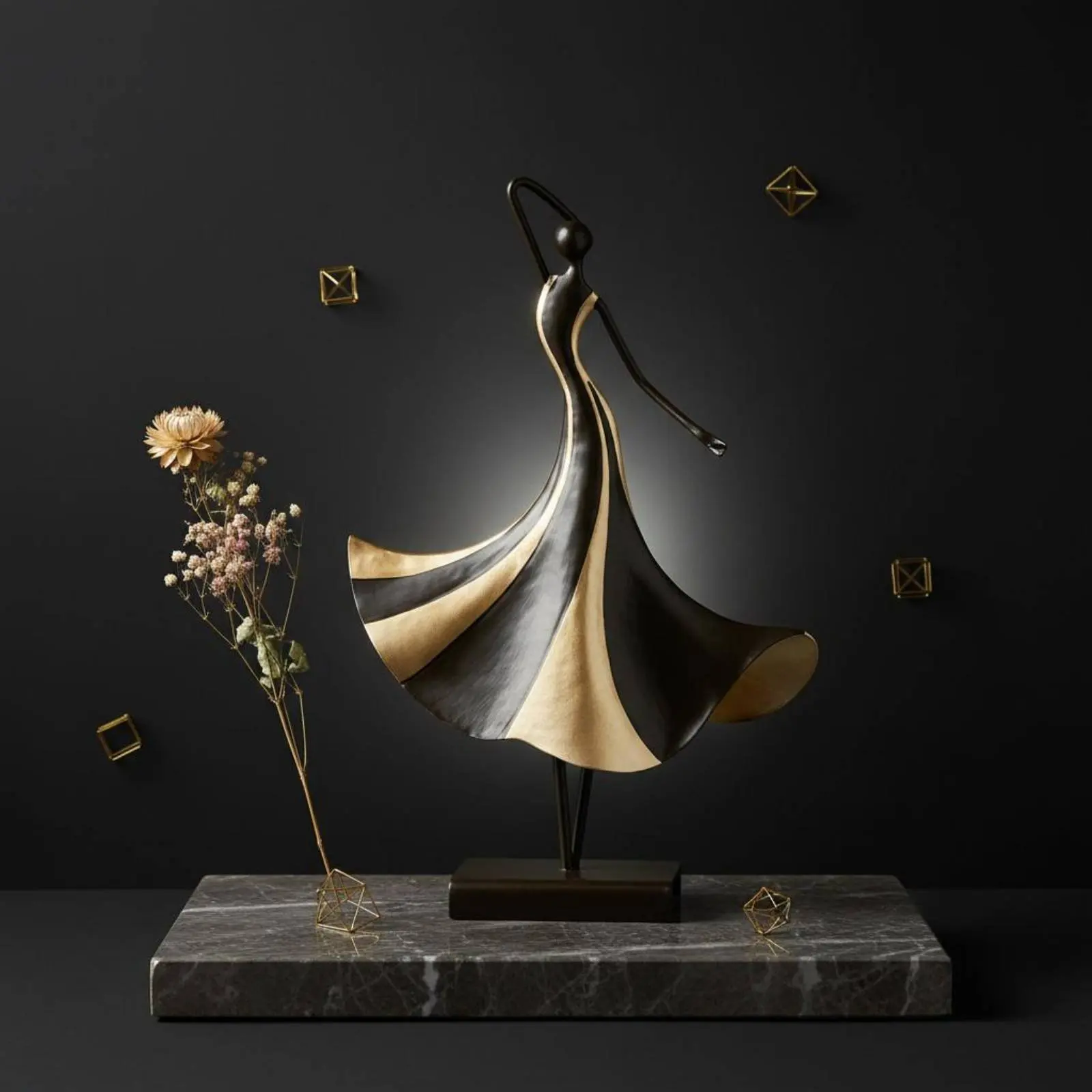 Ballet Girl Sculpture Sleek Luxury Abstract Dancer Statue Metalwork Decoration Elegant House Decoration for Living Room