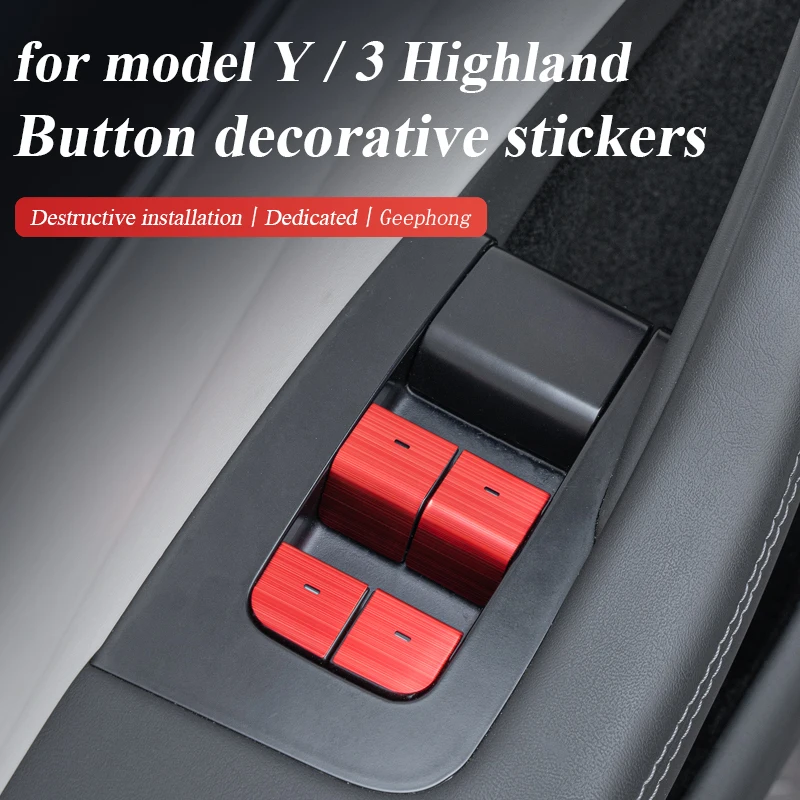 

for tesla Model Y Model 3 highland 2024 window lifter buttons Decorative stickers aluminum alloy interior vehicle Accessories