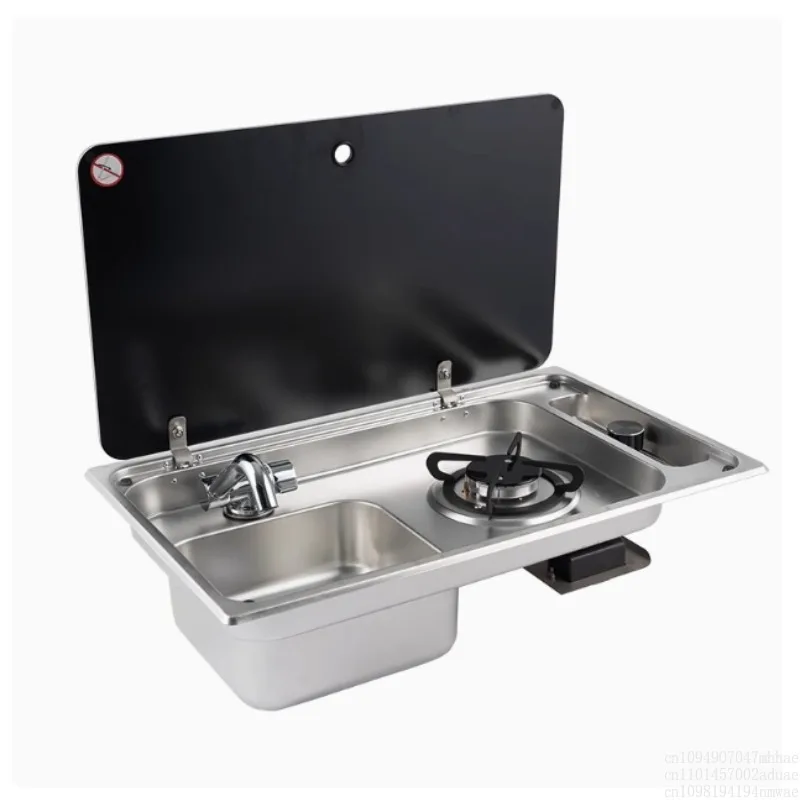 RV gas stove sink with faucet trailer modification, stainless steel wash basin, electromagnetic stove integrated sink