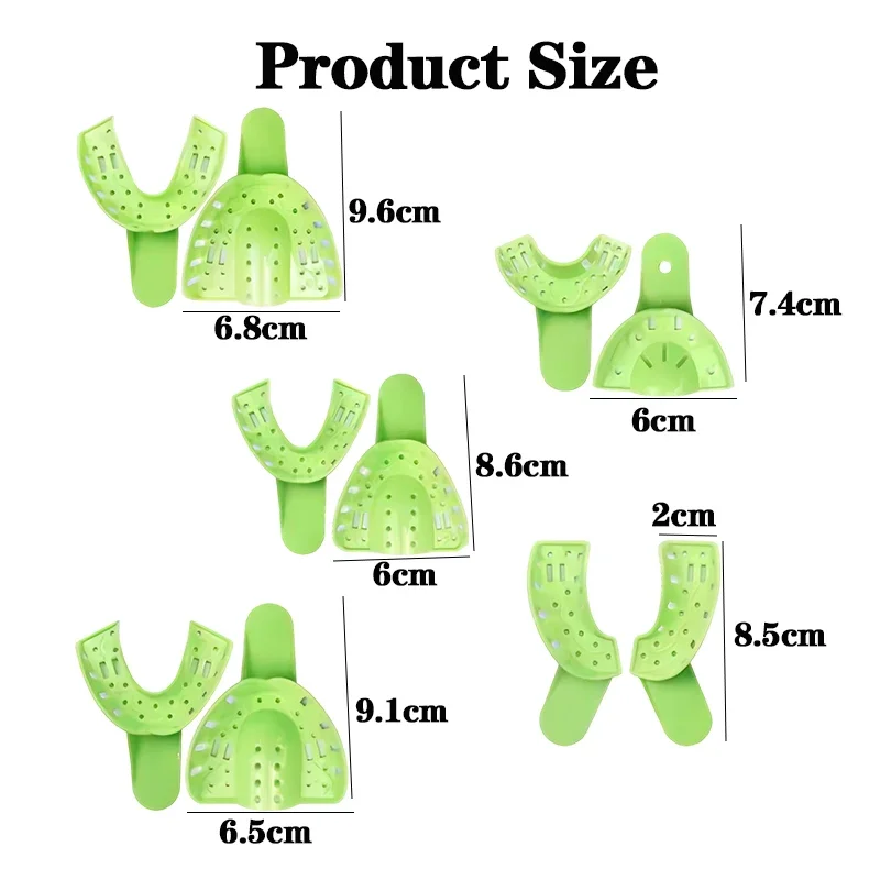 10pcs/Set Dental Plastic Impression Trays Perforated Green Tooth Holder Durable Autoclave Teeth Tray Dentist Oral Material Tool