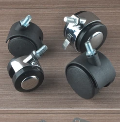4pcs Chair Wheel Heavy Duty Furniture Caster 1.5/2inch M8 Screw/Plate Alloy Swivel Castor Wheels Trolley Rubber Protective Brake