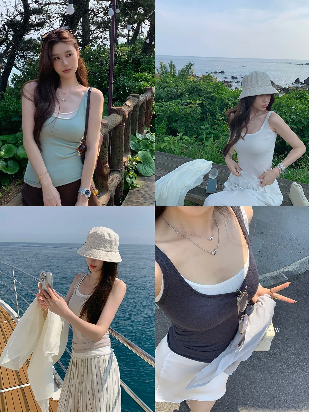 

Женская облегающая вязаная майка Hua Hua Yuan из лиоцелла для лета, базовая модель