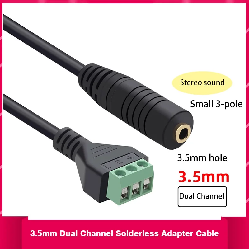 Solderless Earphone Plug Base 3.5mm Gold-plated Dual Channel Audio Stereo Adapter, Green Terminal 3.5mm Male / Female Connector