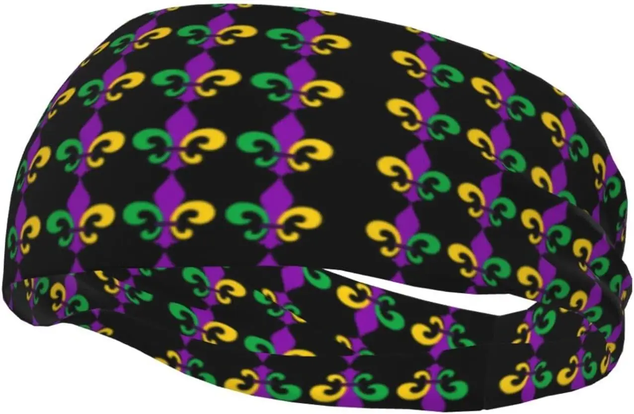 Tirantes De entrenamiento para la cabeza Mardi Gras Fleur De Lis, bandas deportivas para el cabello para hombres y mujeres, diadema antideslizante que absorbe la humedad para R