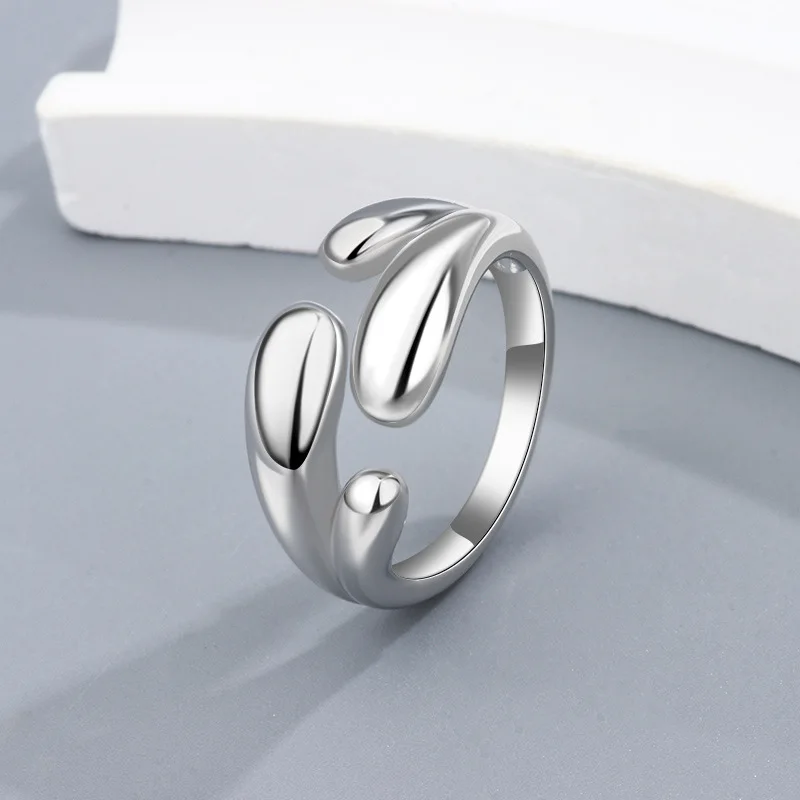 

925 Sterling Silver Water Droplets Rings For Women Wedding Luxury Adjustable Jewelry Wholesale Jewellery Women Argent 925