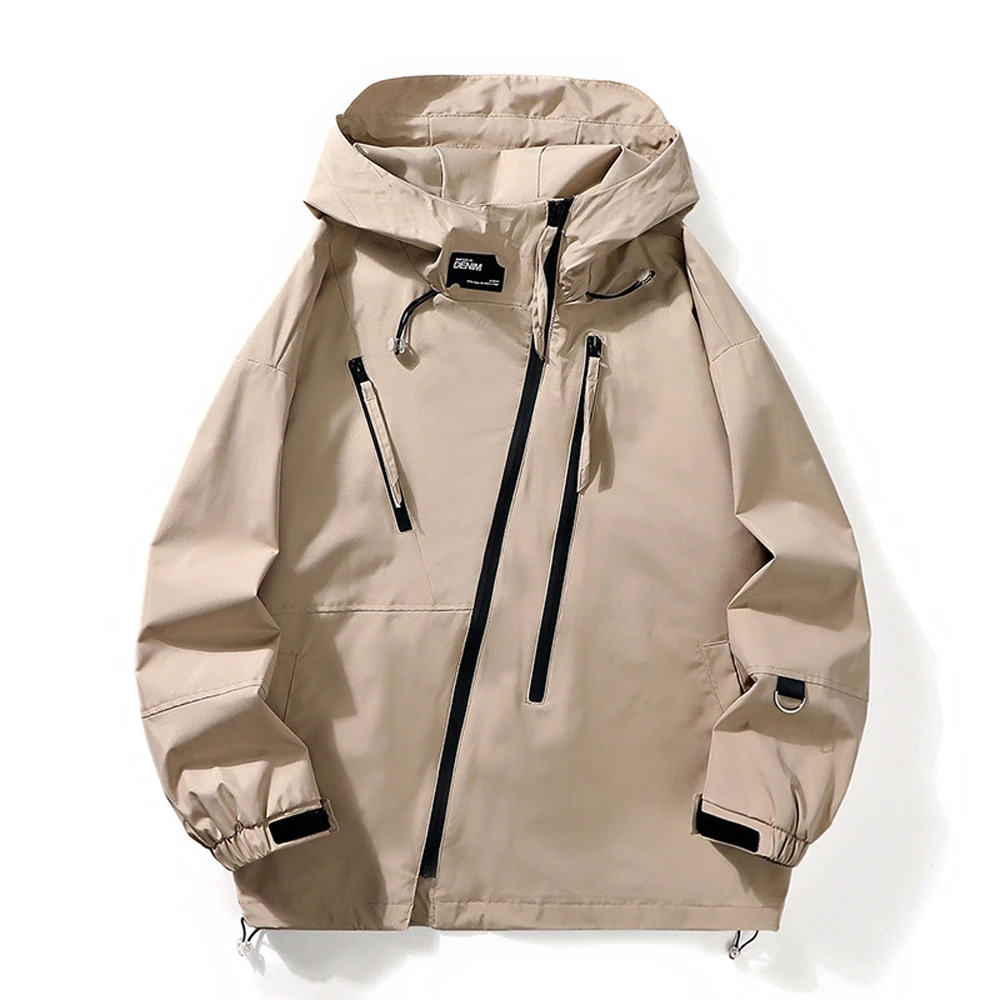 Spring Autumn Men's Tactical Cargo Jackets Men Multi Pocket Hiking Windbreaker Hooded Coats Men Climbing Waterproof Work Jacket