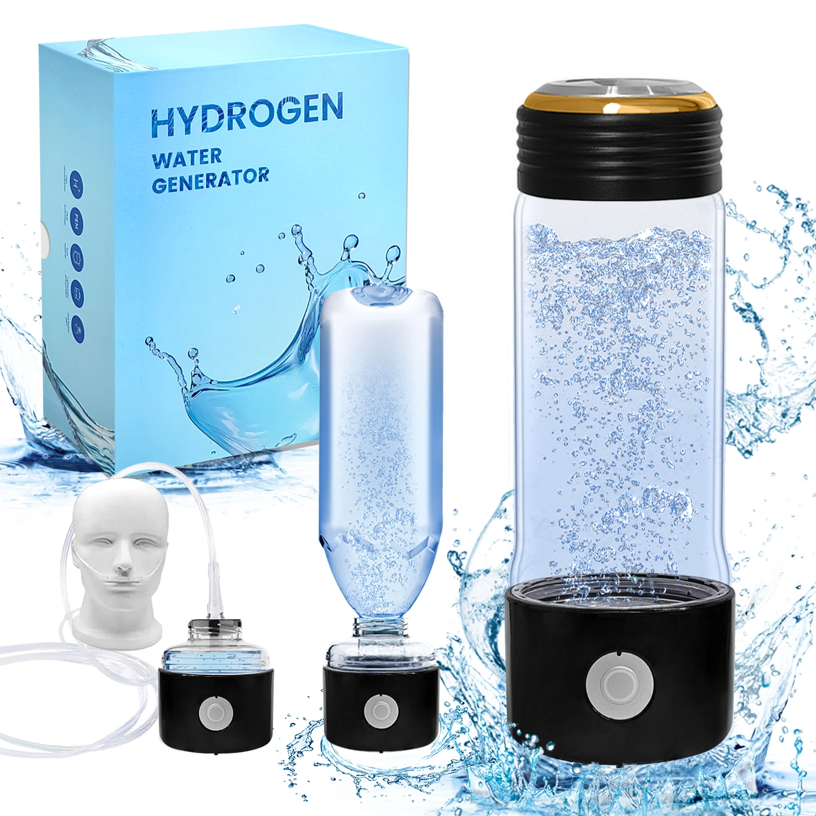 

Hydrogen Water Bottle Generator 2800ppb Portable SPE PEM Technology Hydrogen Water Ionizer Two Electrolysis Modes Hydrogen Water