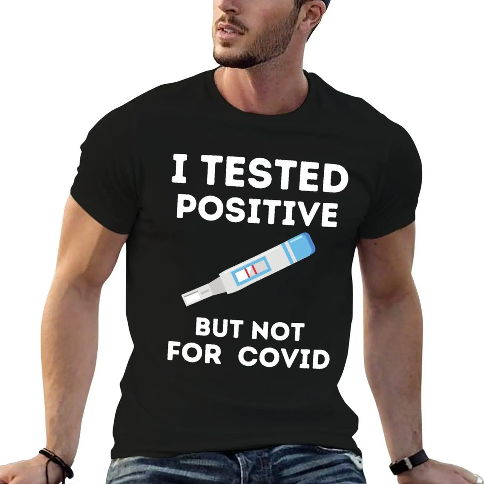 Camiseta de algodón con estampado "I Tested Positive But Not For Covid", camisetas divertidas 100% algodón, camisetas de algodón para hombre, paquete de camisetas blancas