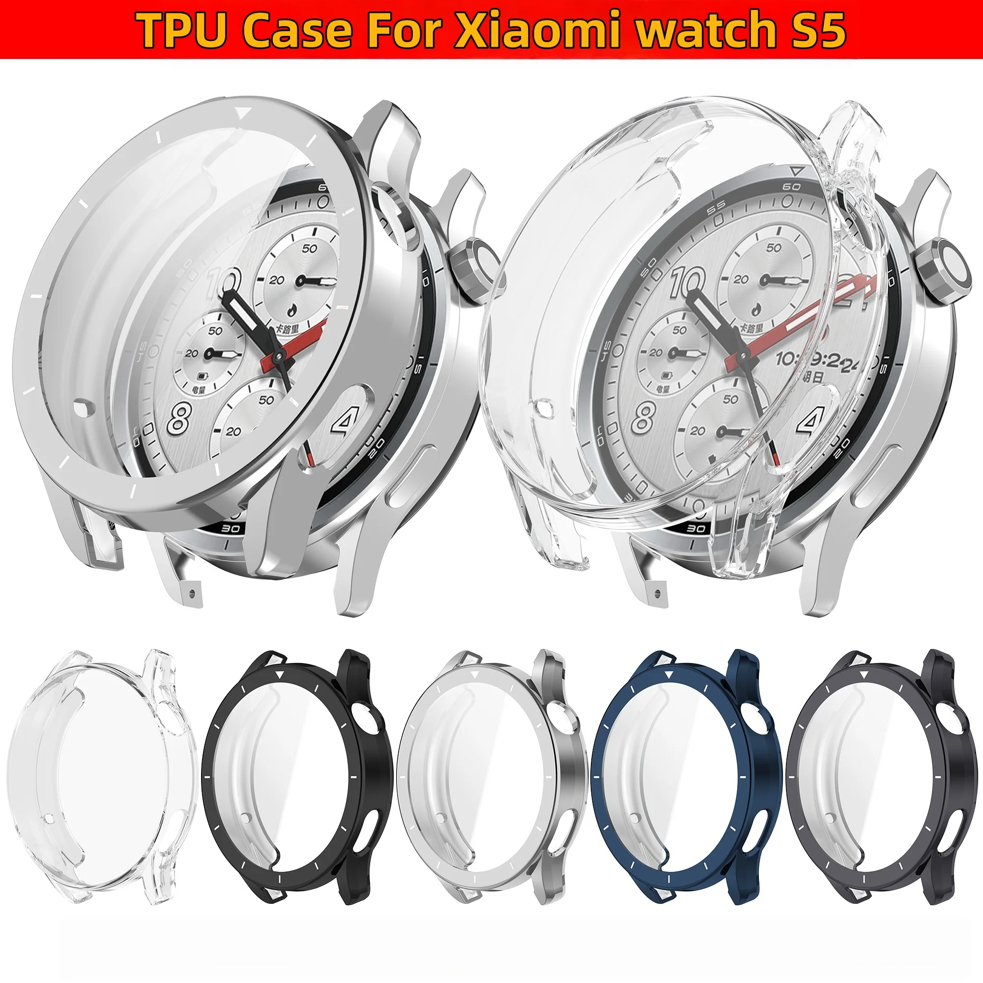 

TPU Protective Case For Xiaomi Watch S5 Full Coverage Shockproof Bumper Cover Anti-Scratch