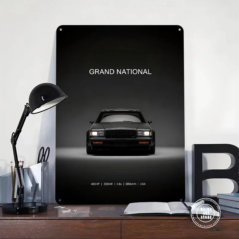 Sports Car Grand National Metal Poster Customized Wall Art Retro Vintage Tinplate Signs for Man Cave Decoration Bedroom Decor