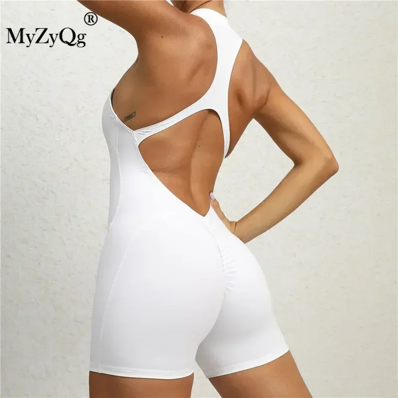 MyZyQg Women Tight Zipper Sports Yoga Playsuits Peach Buttocks One Piece Quick Dry Pleated Fitness  Ballet Dance Aerial Jumpsuit