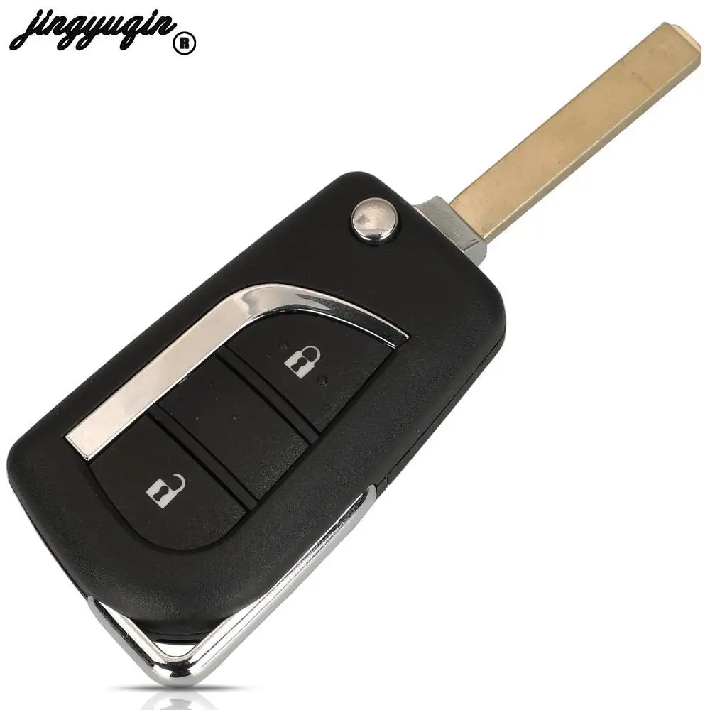 jingyuqin For Toyota Aygo Peugeot 107 106 Citroen C1 2005-2014 Flip Car Remote Key 2BT 434MHz ID46/4D70 Chip 89785-0H901 Upgrade