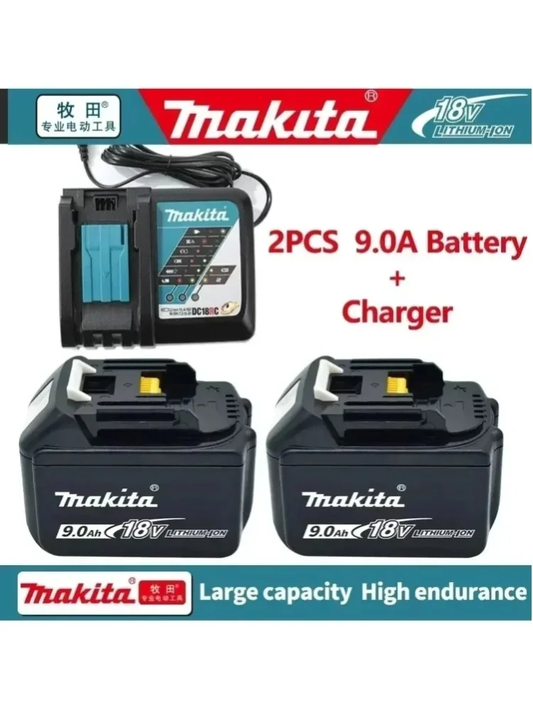 Makita 18V 9,0 Ah wiederaufladbarer Lithium-Ionen-Akku mit Anzeige für Elektrowerkzeuge, kompatibel mit BL1830 BL1840 BL1850