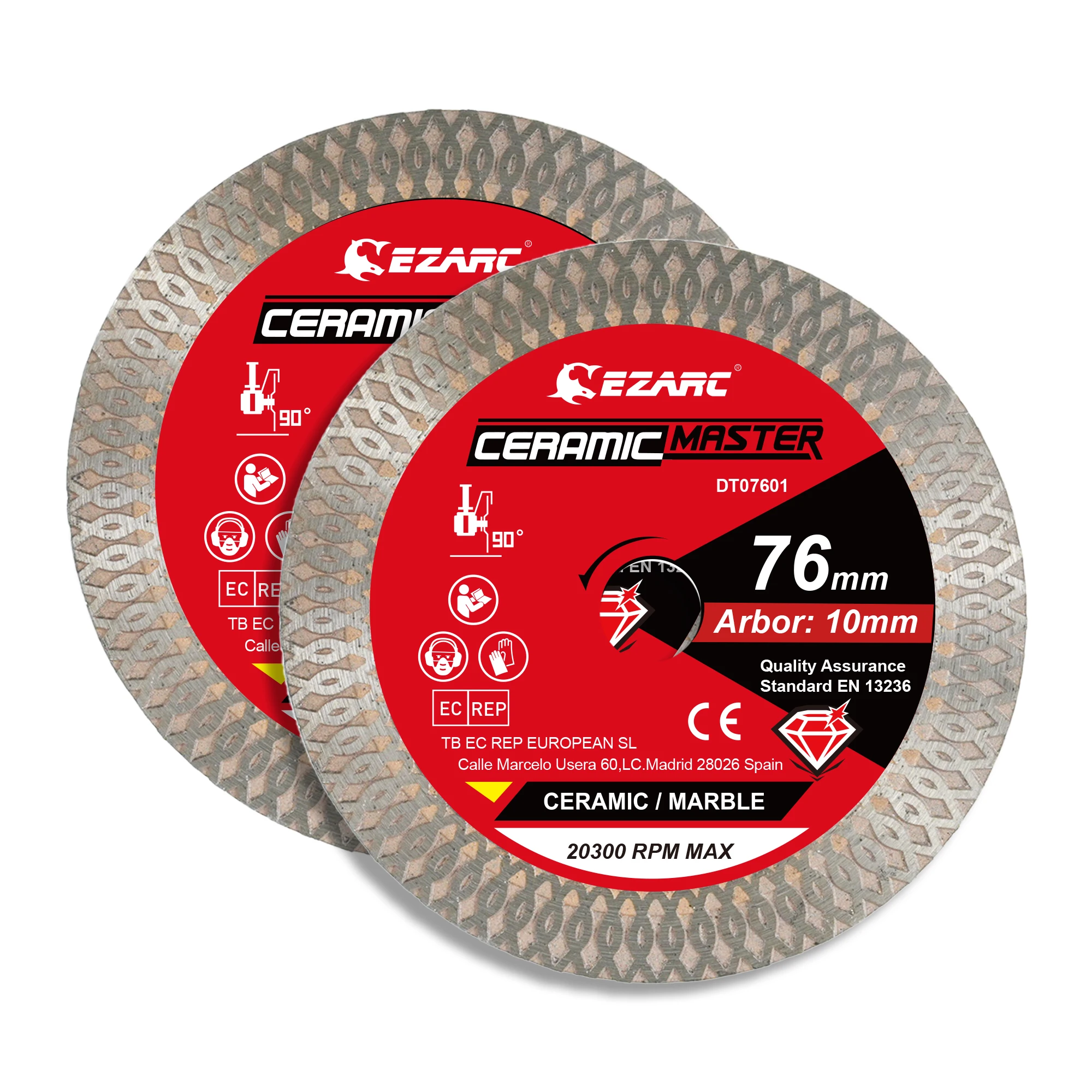 

EZARC 76mm Diamond Cutting Disc Super Thin Diamond Saw Blades for Angle Grinder for Cutting Porcelain Granite Marble Tile Cera