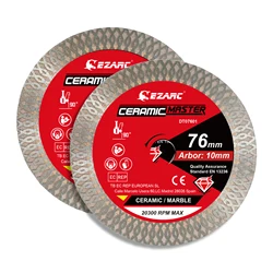 EZARC 76mm Diamond Cutting Disc Super Thin Diamond Saw Blades for Angle Grinder for Cutting Porcelain Granite Marble Tile Cera