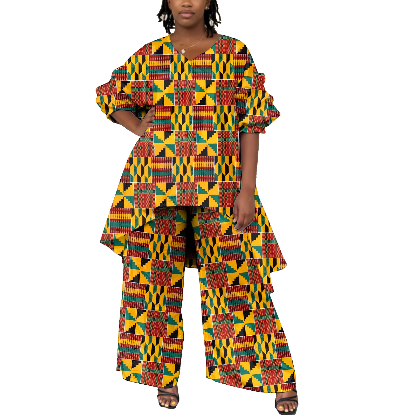 

African Attire for Women Ankara Clothes Dashiki Outfits Shirt and Pants Wide Leg Pants Kente Clothing