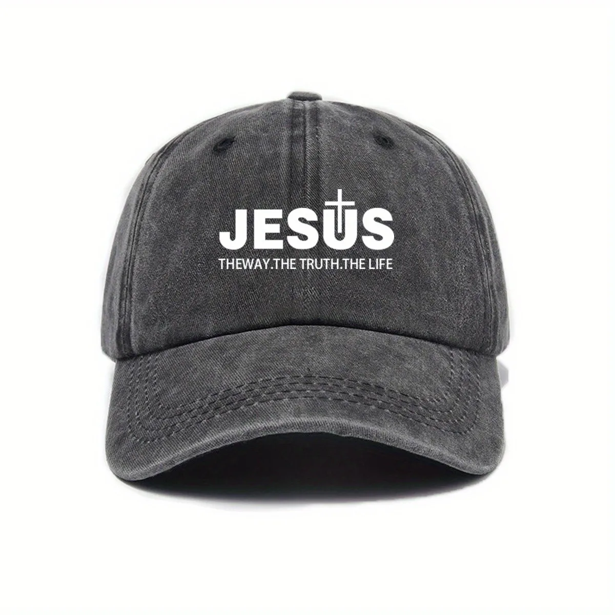 Casquette de baseball vintage en denim ajustable Jesus The Way The Truth The Life, chapeau de soleil d'extérieur