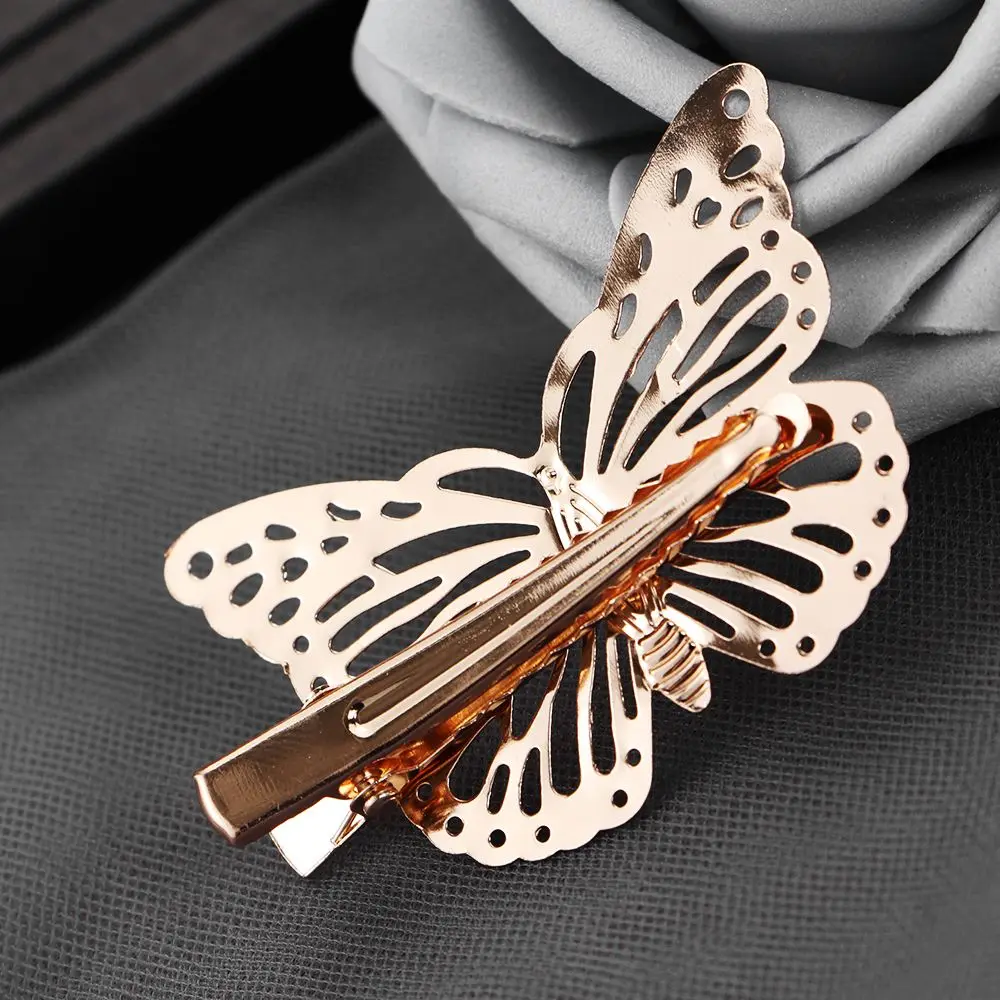 مشابك شعر على شكل فراشة عتيقة للنساء دبابيس شعر معدنية ذهبية لغطاء رأس الزفاف للفتيات دبابيس بوبي غطاء للرأس مجوهرات شعر عصرية #2