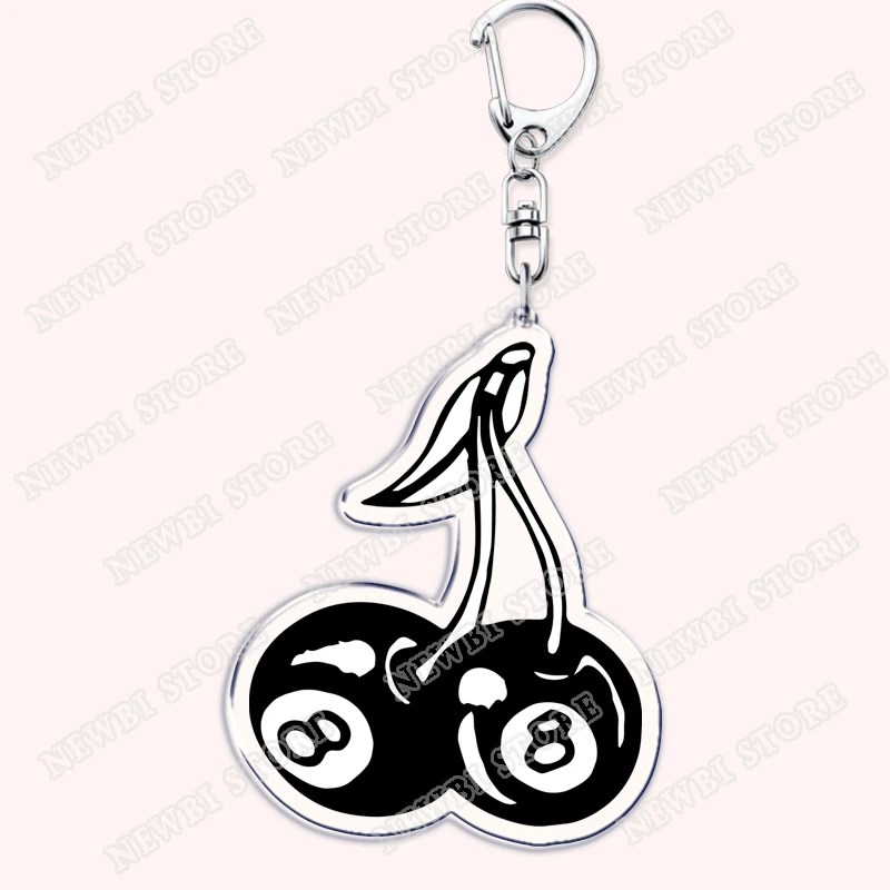 Aesthetic Y2k Lana Del Rey 8-Ball Double Cherry Keychains for Accessories Bag Cute Pink Twin Babies Keyrings Jewelry Fans Gifts