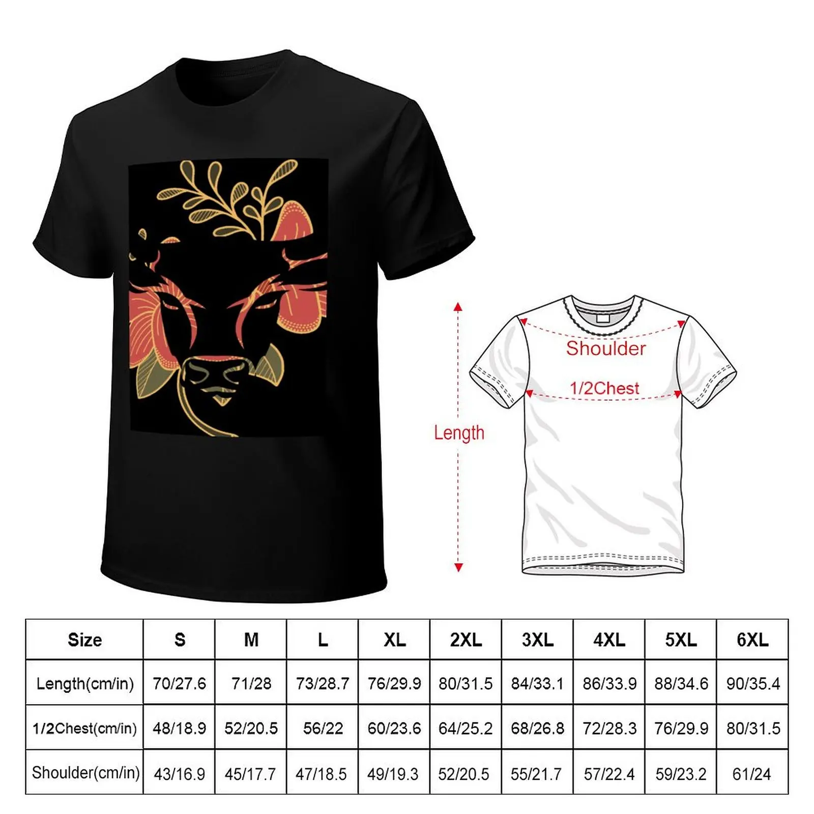 Flower with outlined bull face T-Shirt man t shirts graphic T-Shirt