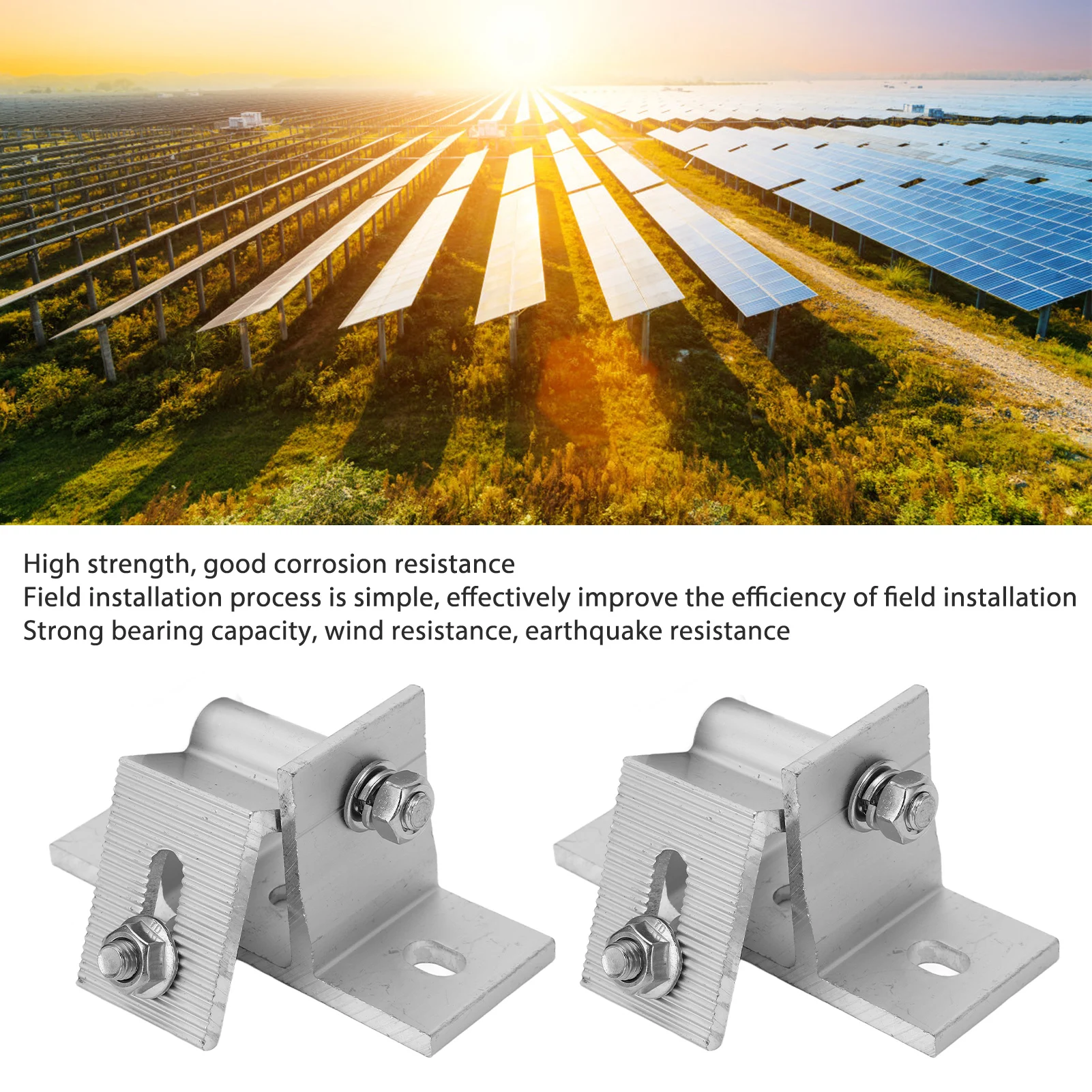 

Zk40 4 Set Solar Panel Mounting Bracket Foot Aluminum Alloy Anti Corrosion Rustproof Solar PV Front Support for Roof