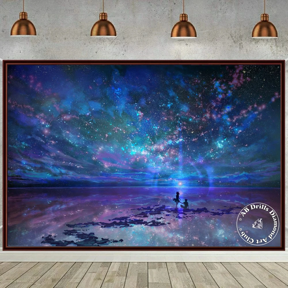 Ocean Stars Sky and You AB Drill Diamond Painting Embroidery Fantasy Dream Landscape Art Cross Stitch Handmade Craft Home Decor