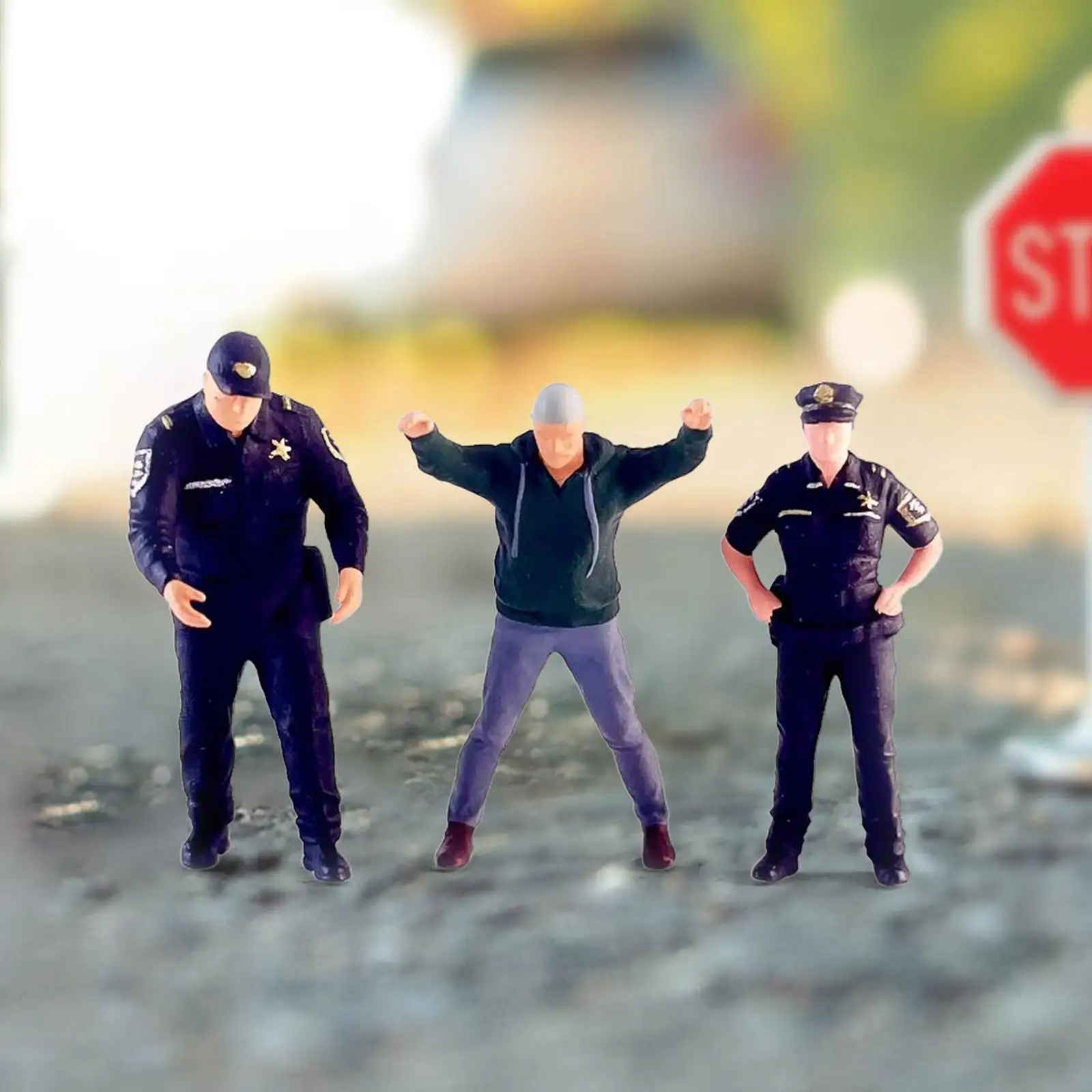 3 stuks schaal 1:64 kleine politie en dief figuren Diorama landschap desktop ornament micro landschap handgeschilderde beeldjes decor