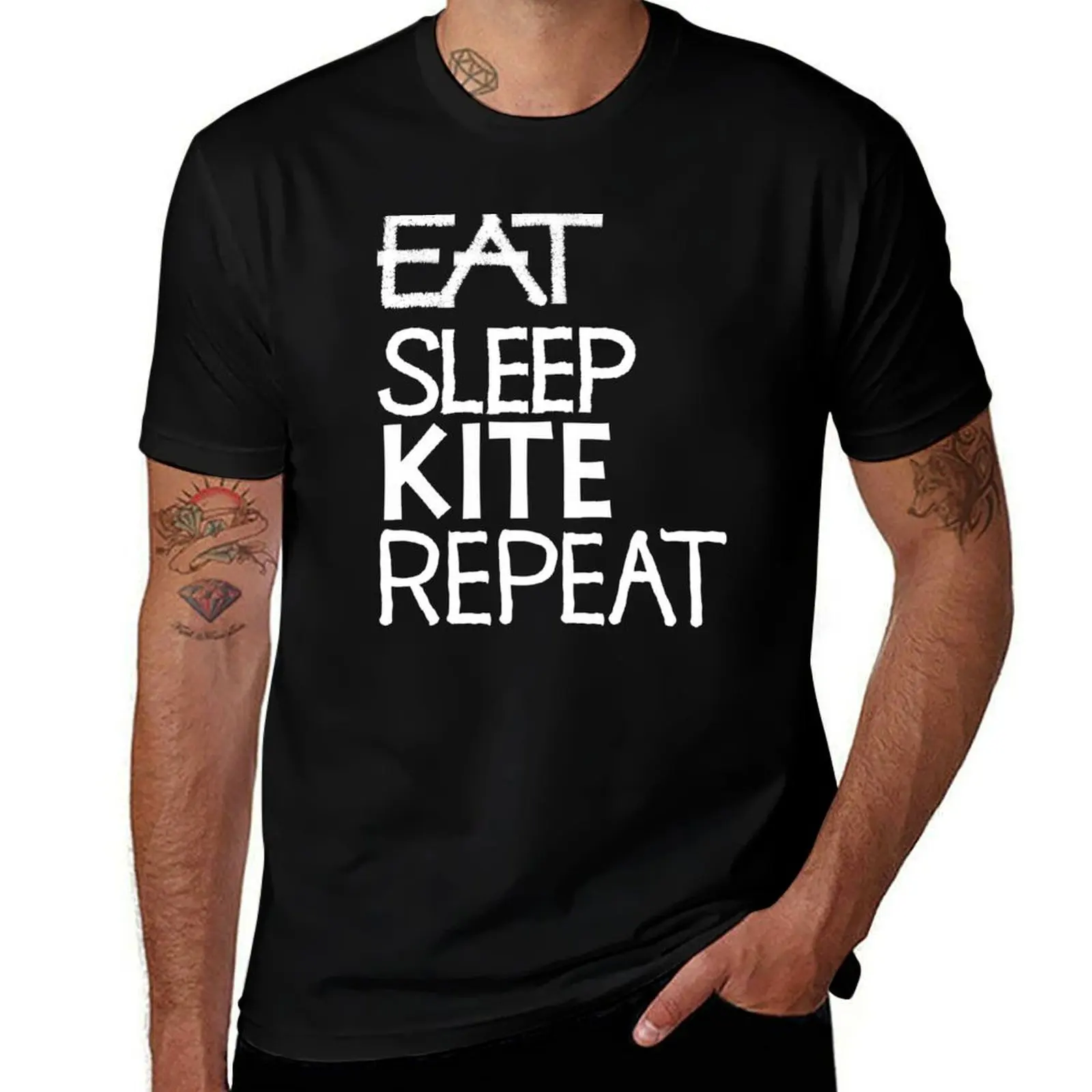 

Футболка Eat Sleep kite повторяющаяся футболка, мужская футболка, тяжелая хлопковая футболка