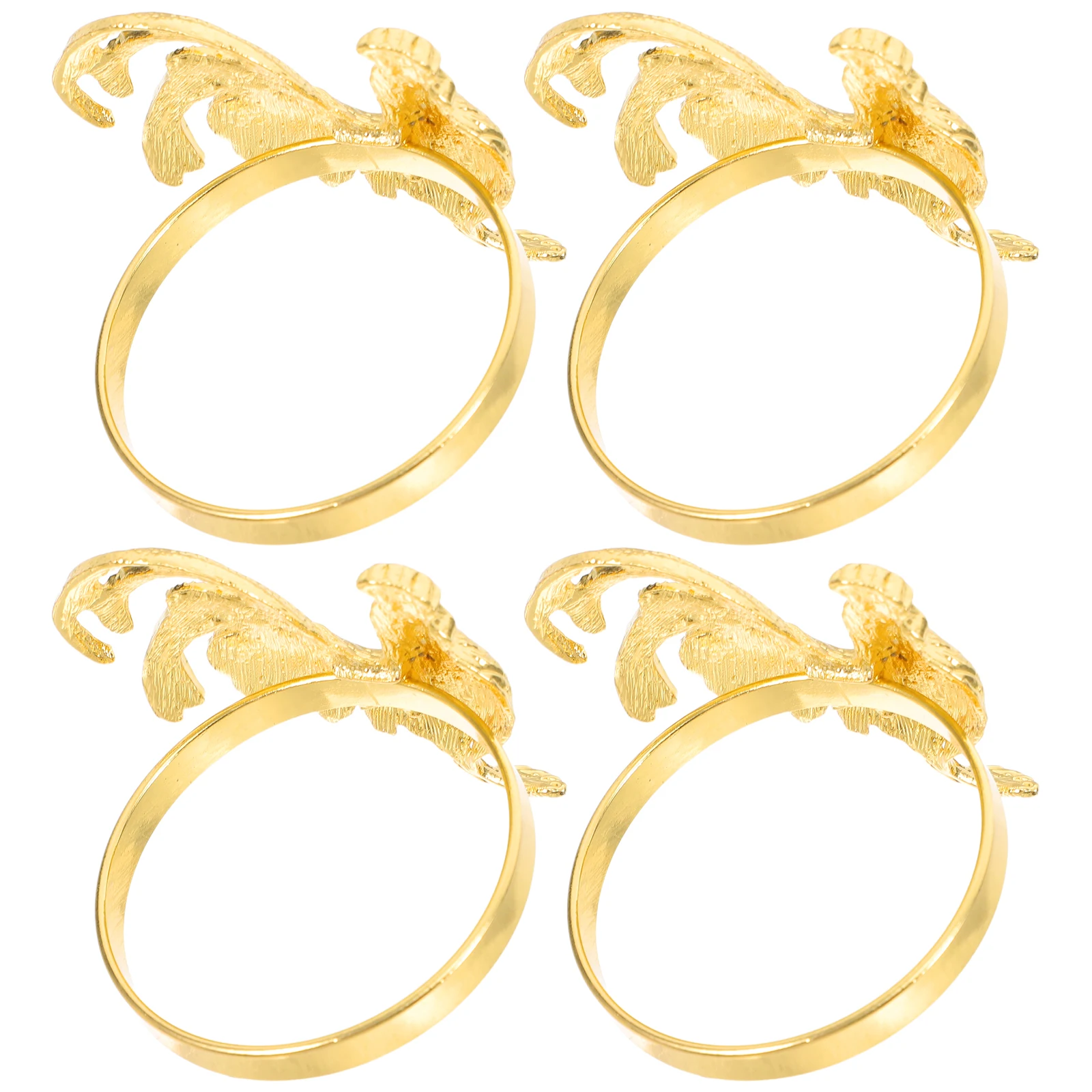 

4Pcs Elegant Metal Rooster Napkin Rings Alloy Serviette Buckles Decorative Table Accessory Napkins Ring