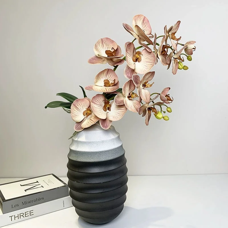 Nordic 7 köpfe Schmetterling Orchidee Künstliche Blume Real Touch Gefühl 75 cm Gefälschte Blumen Für Wohnzimmer Hochzeit Tisch Vase dekoration – Detail 2